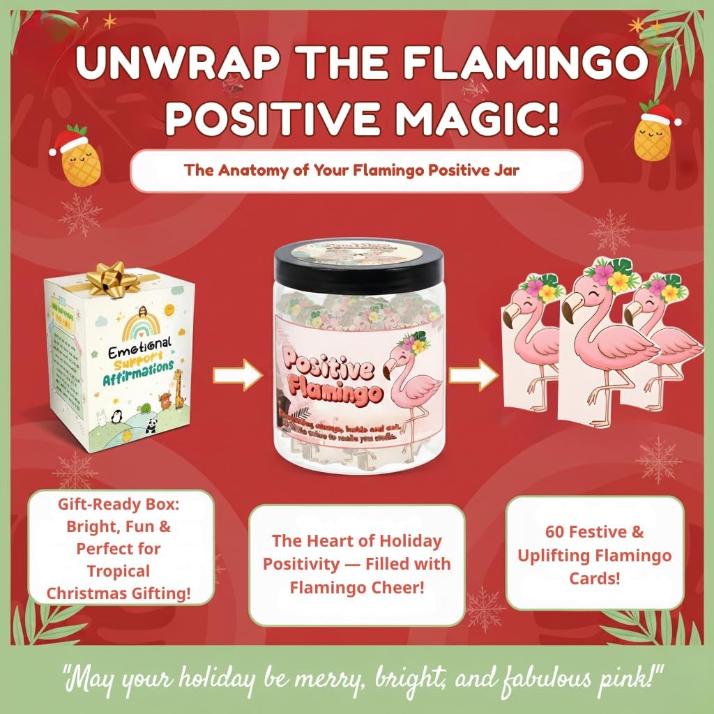 Positive Flamingo Jar with 60 Daily Affirmation Cards, Emotional Support Flamingo Decor, Mini Flamingo Figurines, Birthday Gifts for Women and Friends, Inspirational Desk Present for Coworkers - Image 5