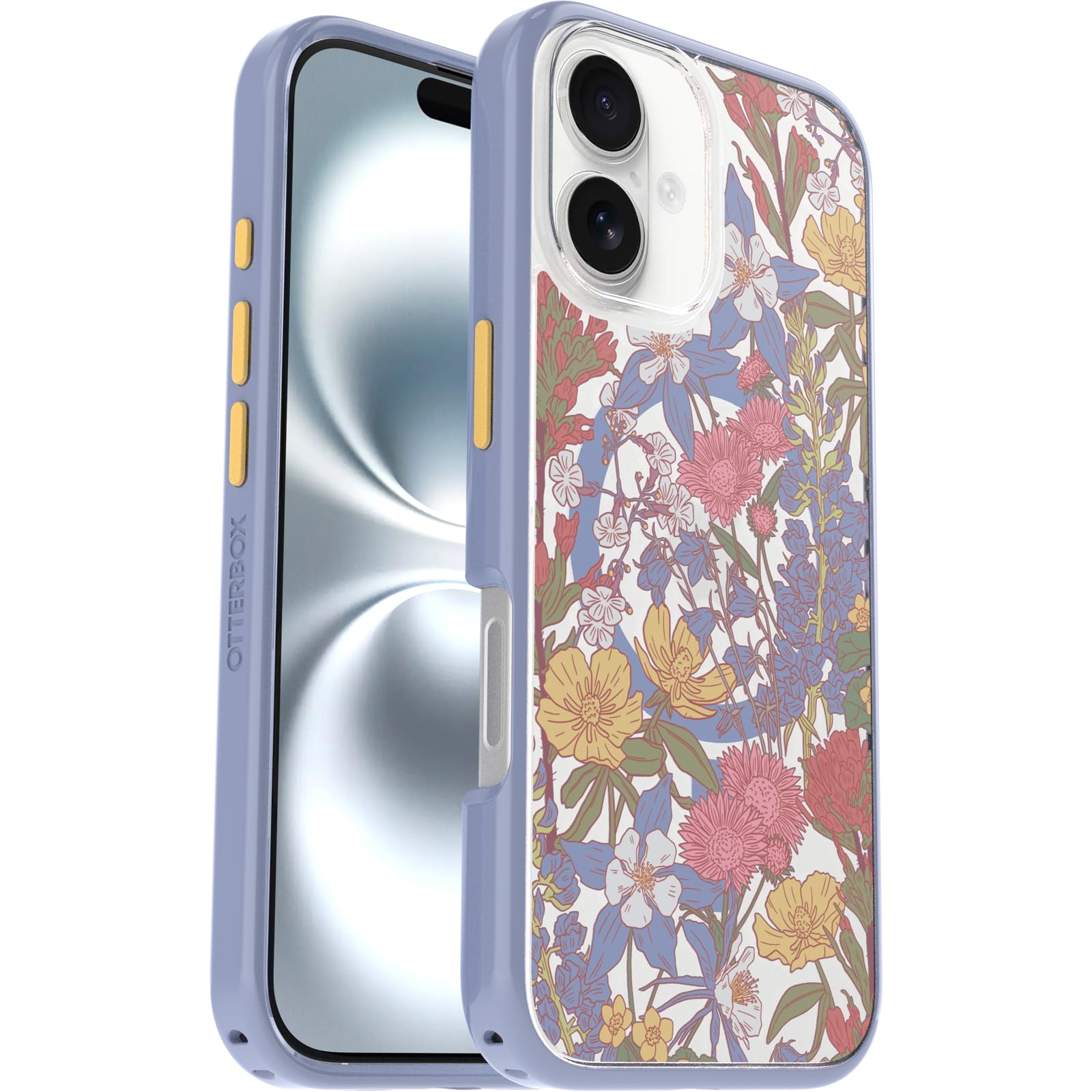 OtterBox Funda Transparente para iPhone 16 Symmetry Series - Colorado Wildflowers (Morado)