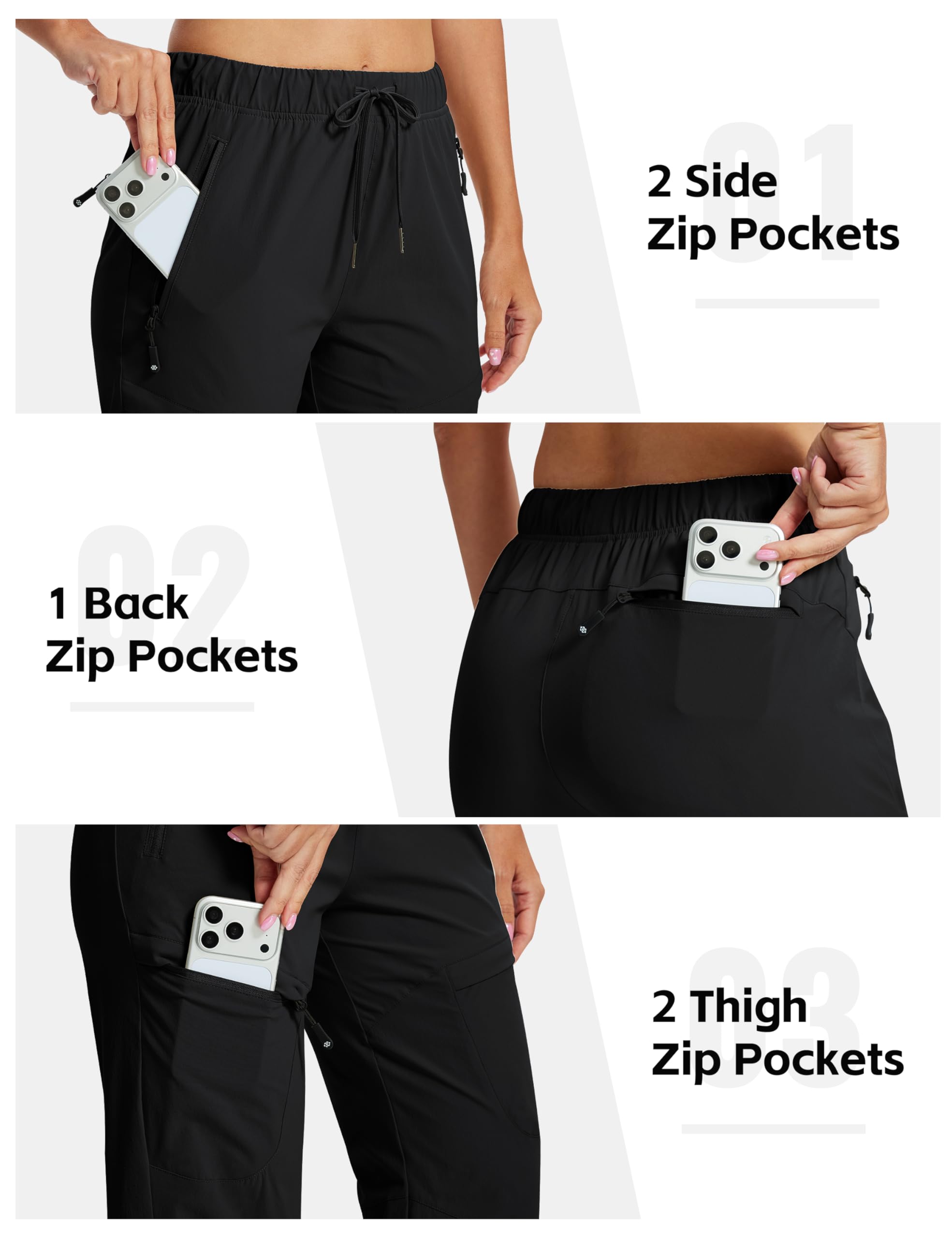 MoFiz Donna Pantaloni Escursionismo Outdoor Cargo Trekking Lavoro Traspirante Idrorepellente Pant con 5 Tasche Zip