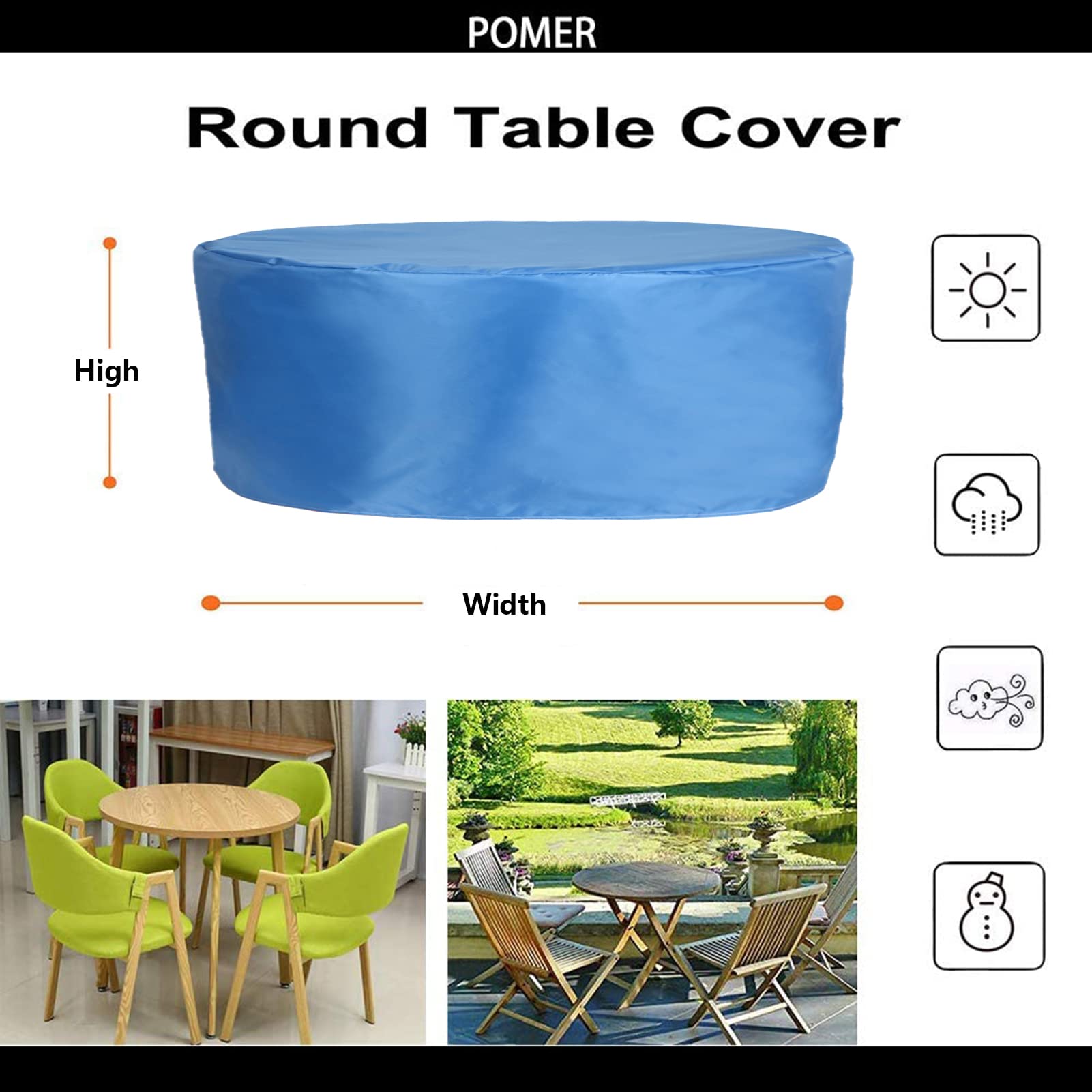 Copertura per Mobili da Giardino 185×110cm, Rotonda, Impermeabile, Antipolvere, Antivento e Anti-UV, Grande Copertura per Mobili da Esterno con Fibbia Antivento