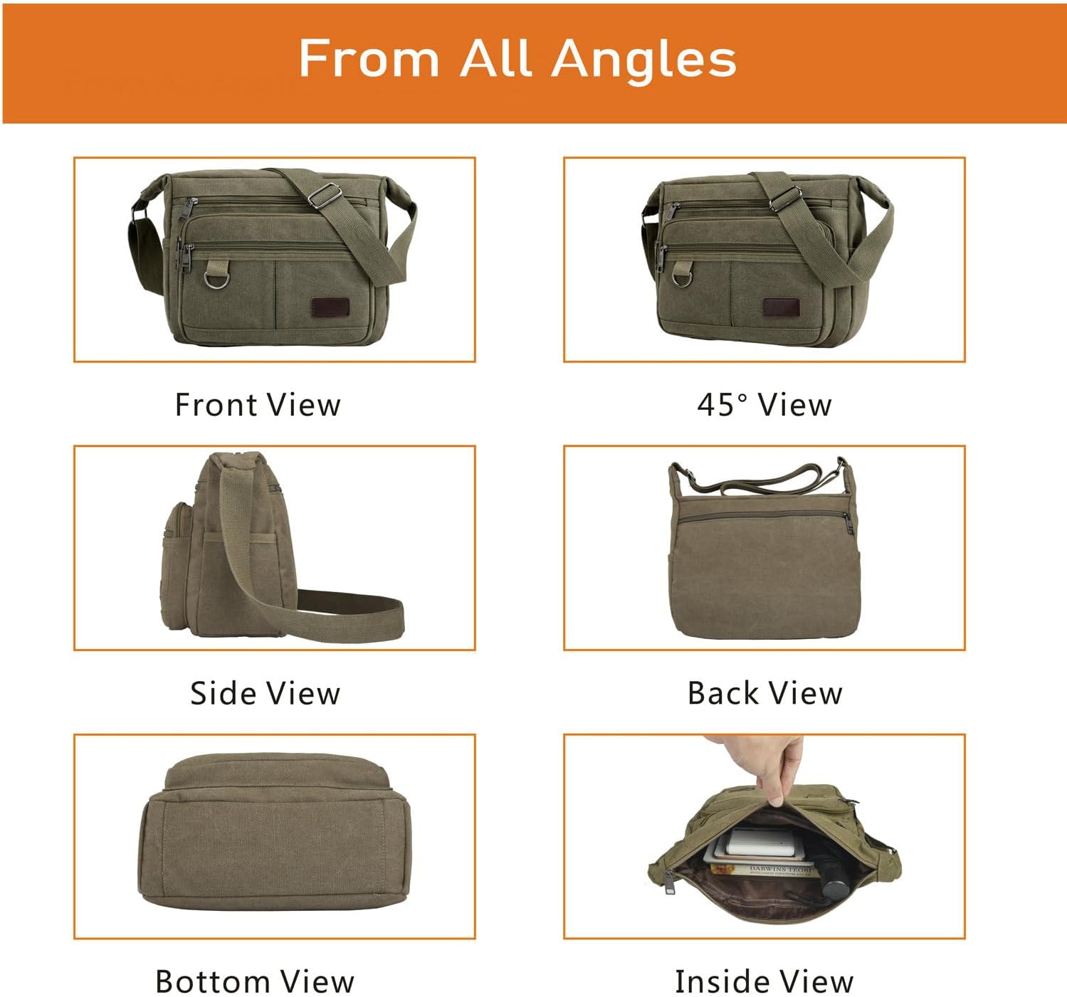 13 Inch Canvas Laptop Sling Bag with Water Bottle Kosovo Ubuy