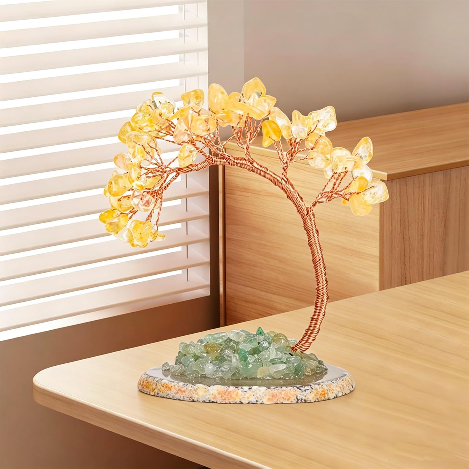 Albero Della Vita In Cristallo Giallo, Soprammobili Moderni per Casa e Ufficio, Oggetti Decorativi per la Casa Fatti a Mano, Ornamento Feng Shui per Prosperità e Fortuna, Regalo Donna