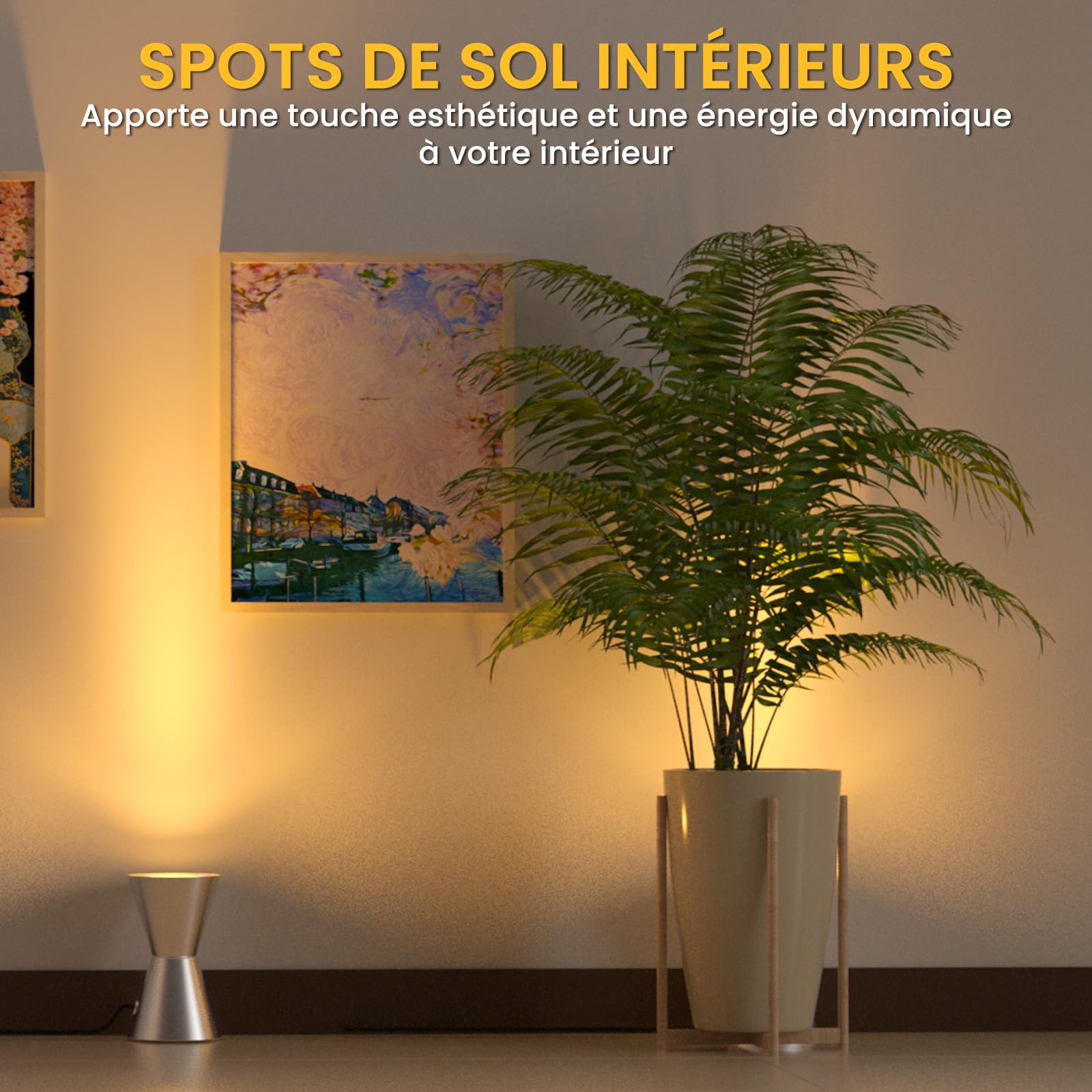 LED Spot de Sol, LED Uplight Spot pour Éclairage Indirect, Lampe de sol pour Intérieur, Lampadaires 6W 3000K Blanc Chaud Avec Ampoule E14, Lampe sur pied avec Interrupteur Pied (2 paquet)
