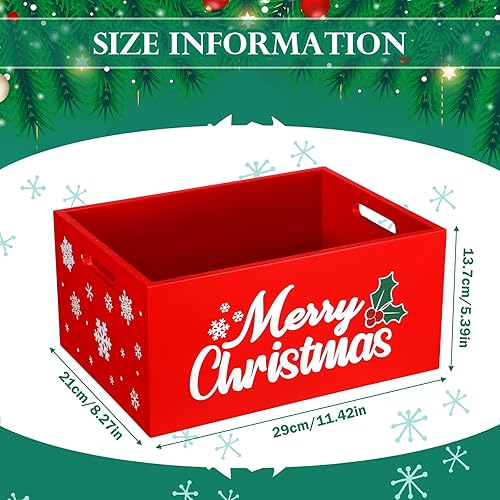 Miniatura 8 de Namalu Caja de almacenamiento de barra de cacao caliente de Navidad, caja de madera con asas, cacao caliente, cesta de madera rústica, canasta de