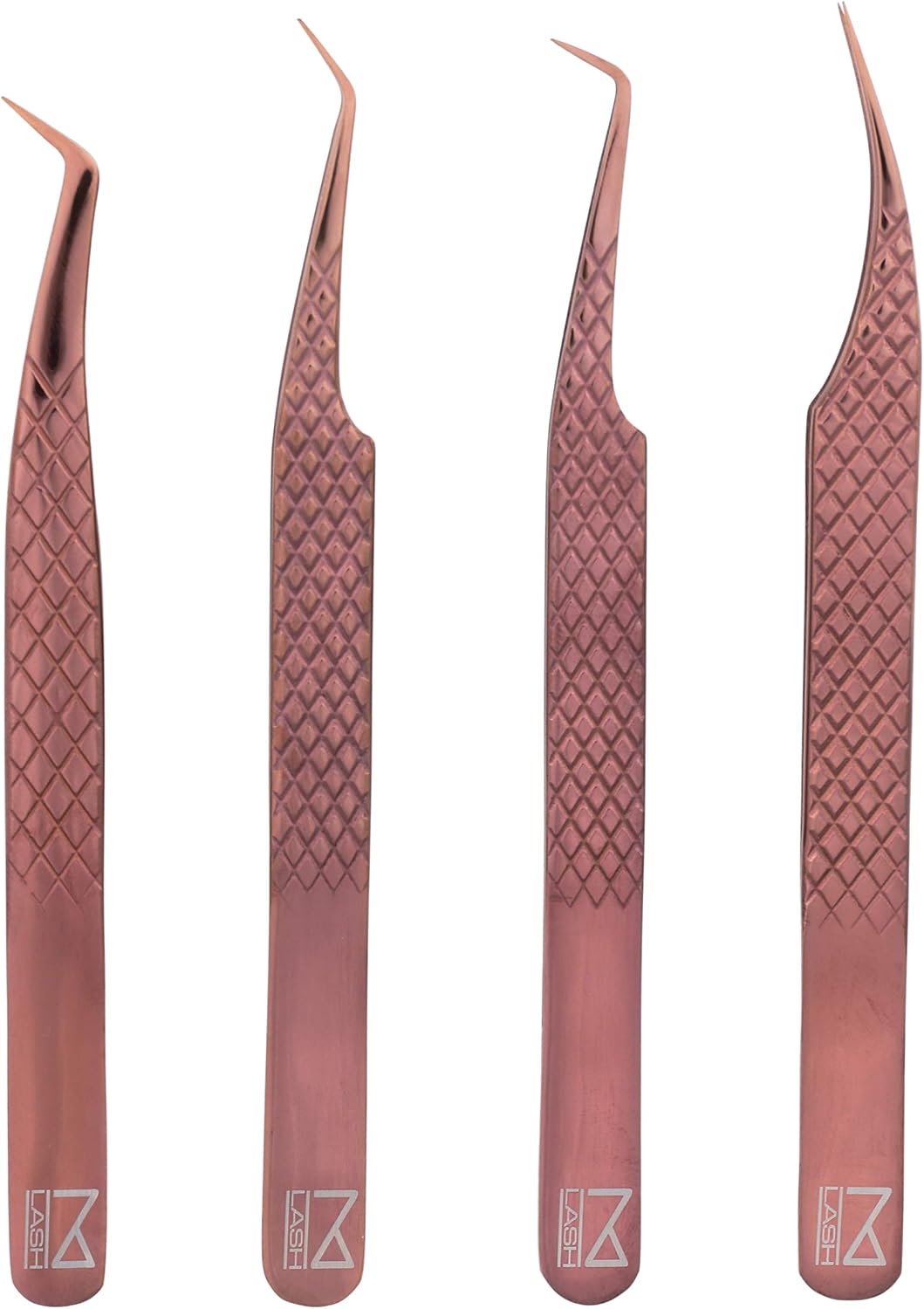 M LASH - V3 Tweezer Set - Volume & Classic Eyelash Extensions - Japanese Steel Lash Tool (Rose Gold)