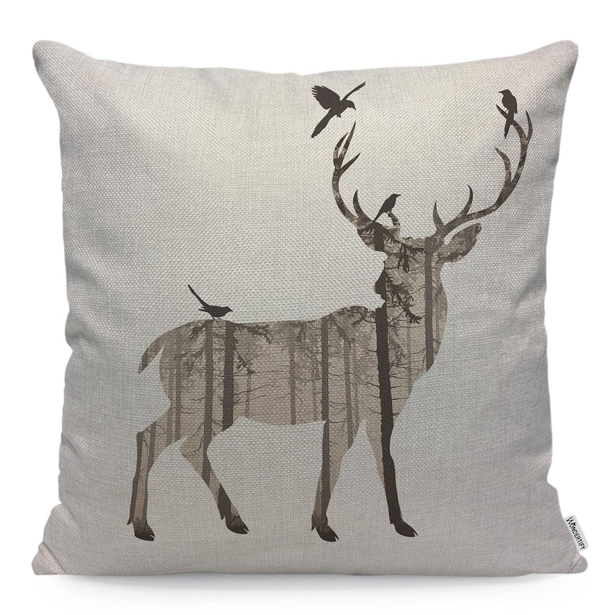 Wondertify Multi-A227 Deer Cushion Cover Fashion Deer Bird Decorative Throw Pillow Covers, Sofa Pillow Case 45X45 Cm