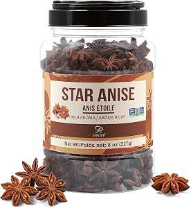 Soeos Star Anise, 8oz (227), Whole Star Anise Pods for Baking, Cooking, and Spice Blends, Aromatic and Bold Flavor, Non-GMO