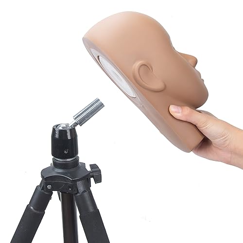 Miniatura 4 de BHD BEAUTY Cabeza de entrenamiento de pestañas para maquillaje Cosmetología marrón oscuro plano de PVC suave cabeza con agujero de montaje