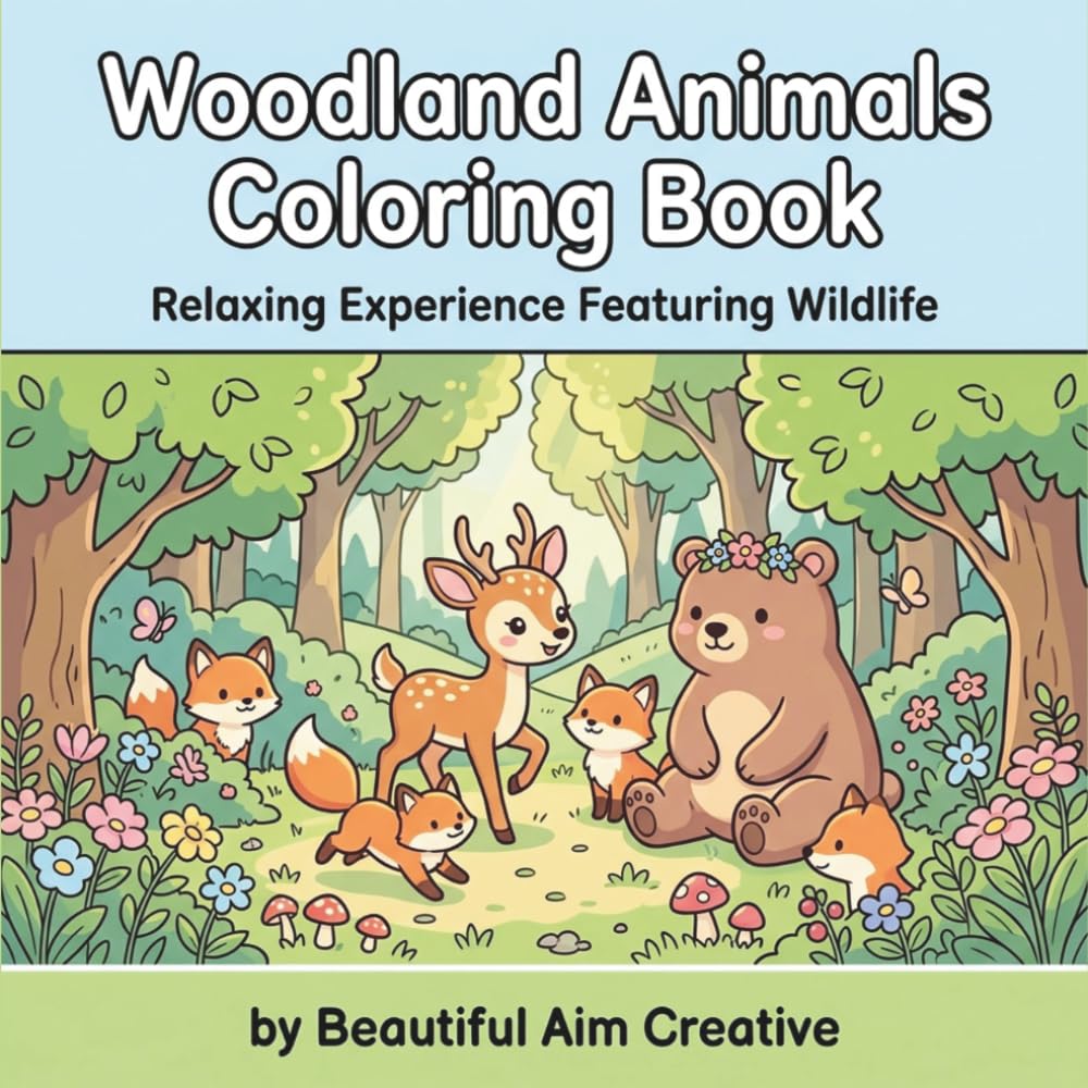Woodland Animals Coloring Book: Relaxing Experience Featuring Wildlife