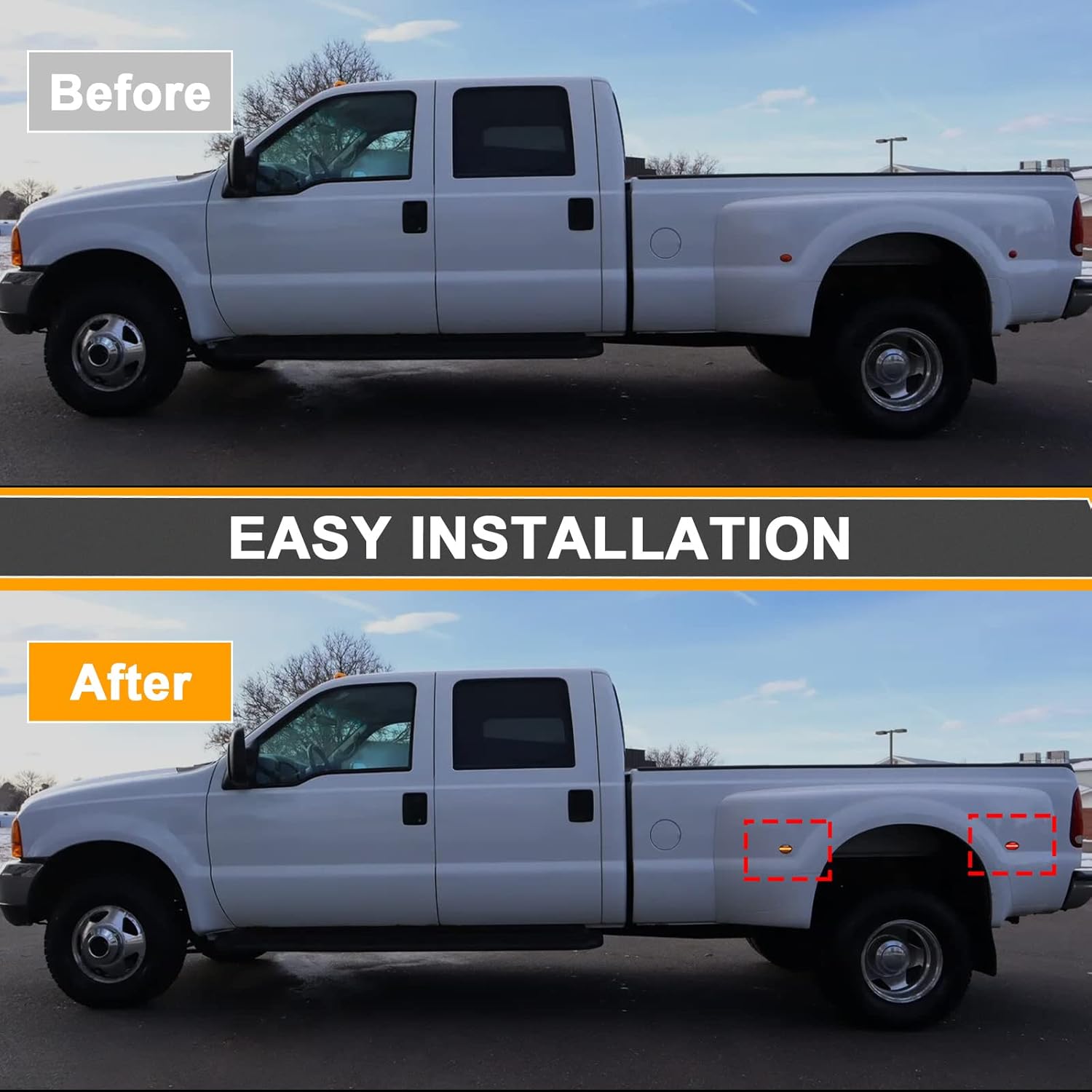 LED Side Marker Lights Compatible with F350 F450 1999-2010,4 PCS Smoked Lens-Red & Yellow Lamps Assembly