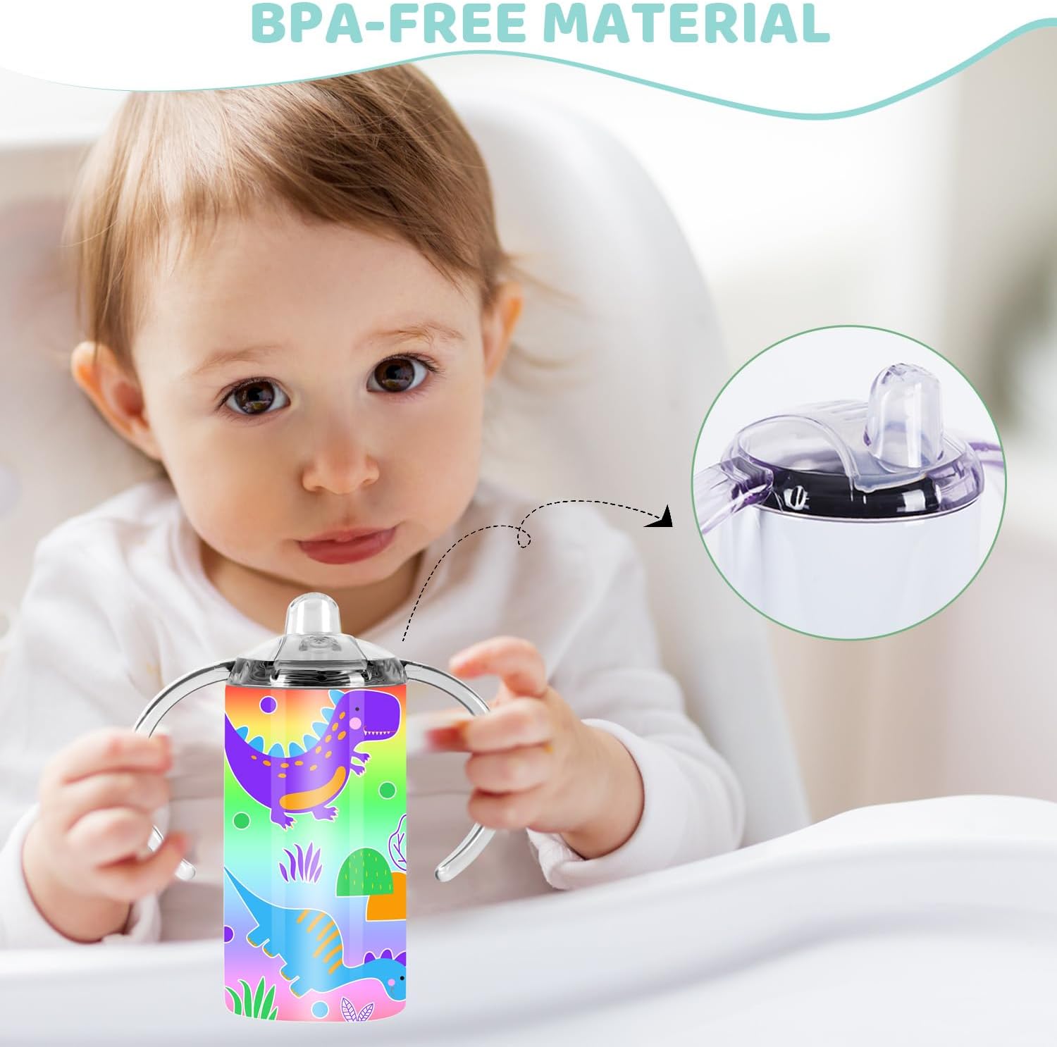 Replacement Sippy Lid And Screw Lid Set For 12 Oz Sublimation Sippy Cup, 2 Pack - Image 3