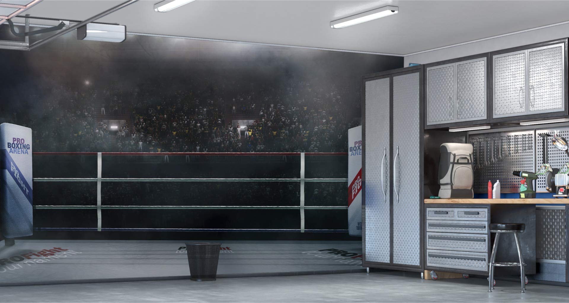 Muralo Papier Peint Auto-adhésif Garage Ring de boxe Boxe Sport - 416x290 cm