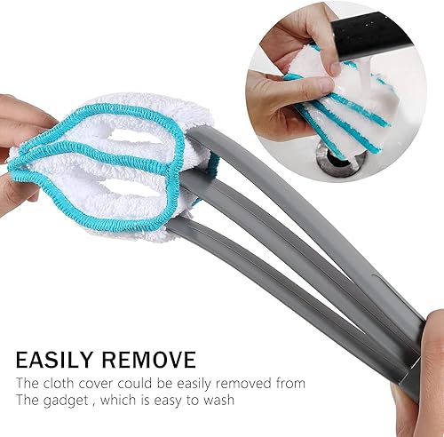 Miniatura 10 de SetSail Juego de plumero ciego, limpiador de ciegas y cepillo con 2 fundas de microfibra extraíbles para limpieza del hogar, limpieza de ventanas,