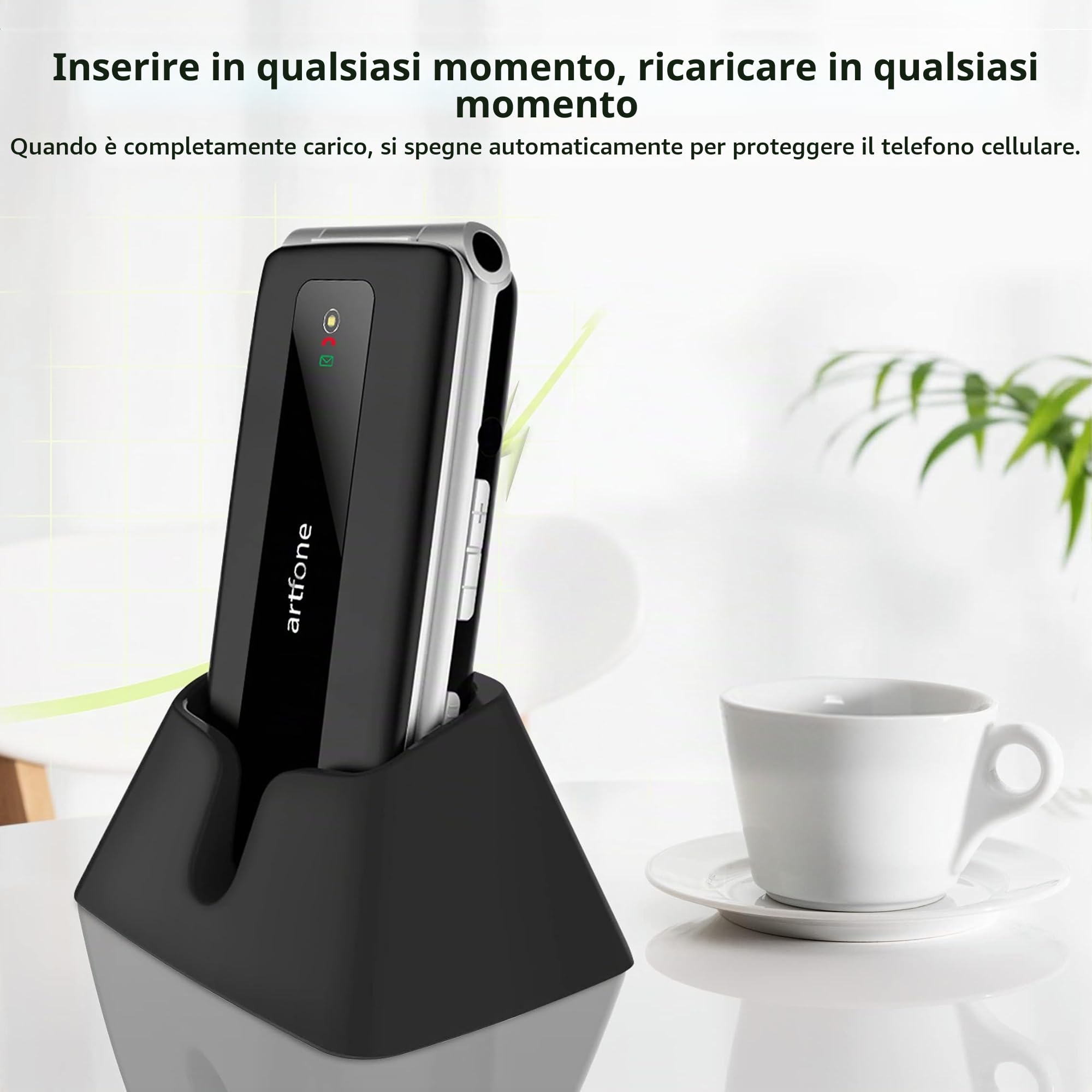 artfone F30 4G - Cellulare pieghevole senza contratto, tasti grandi, display a colori da 2,4 pollici, pulsante di emergenza SOS, stazione di ricarica, telefono cellulare per anziani, radio FM