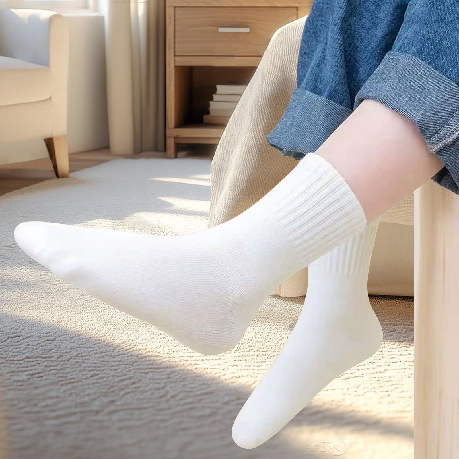 Risipu Chaussettes blanches en coton pour enfants de 3 à 13 ans