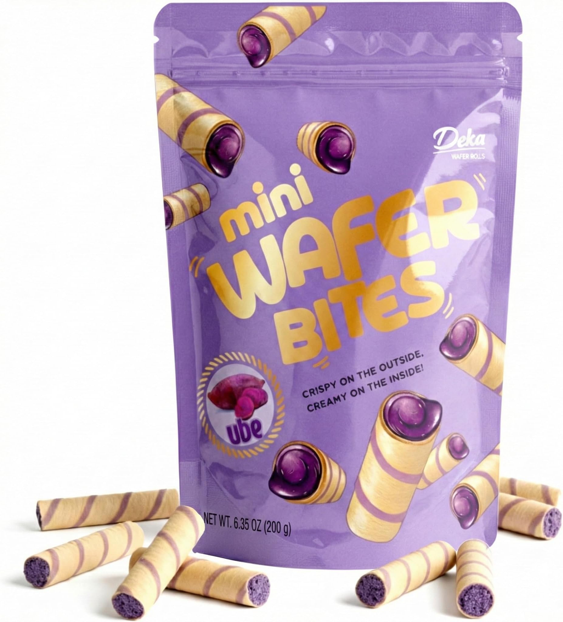 Deka Ube Mini Wafer Bites Creme Filled Rolled Wafers, 6.35oz