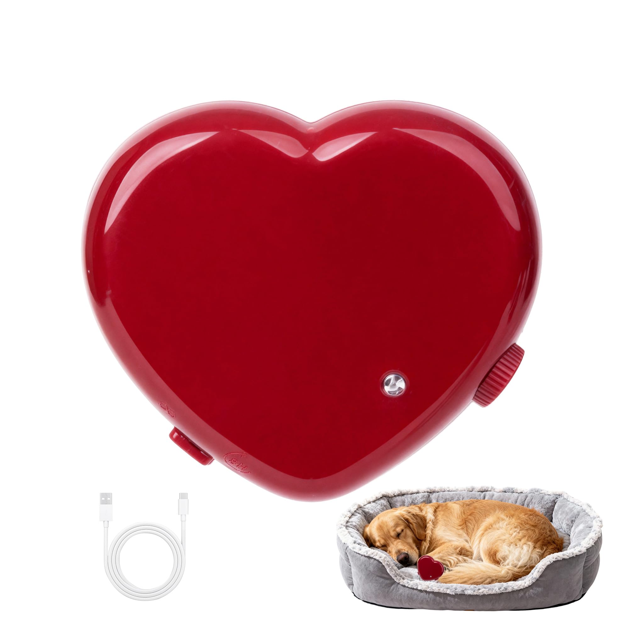 Pet Prime Heartbeat Simulator for Heartbeat Toy - Red Heart Design, Separation Anxiety Relief, 45+ Hour Battery, Timer & Speed Adjustable — image 1