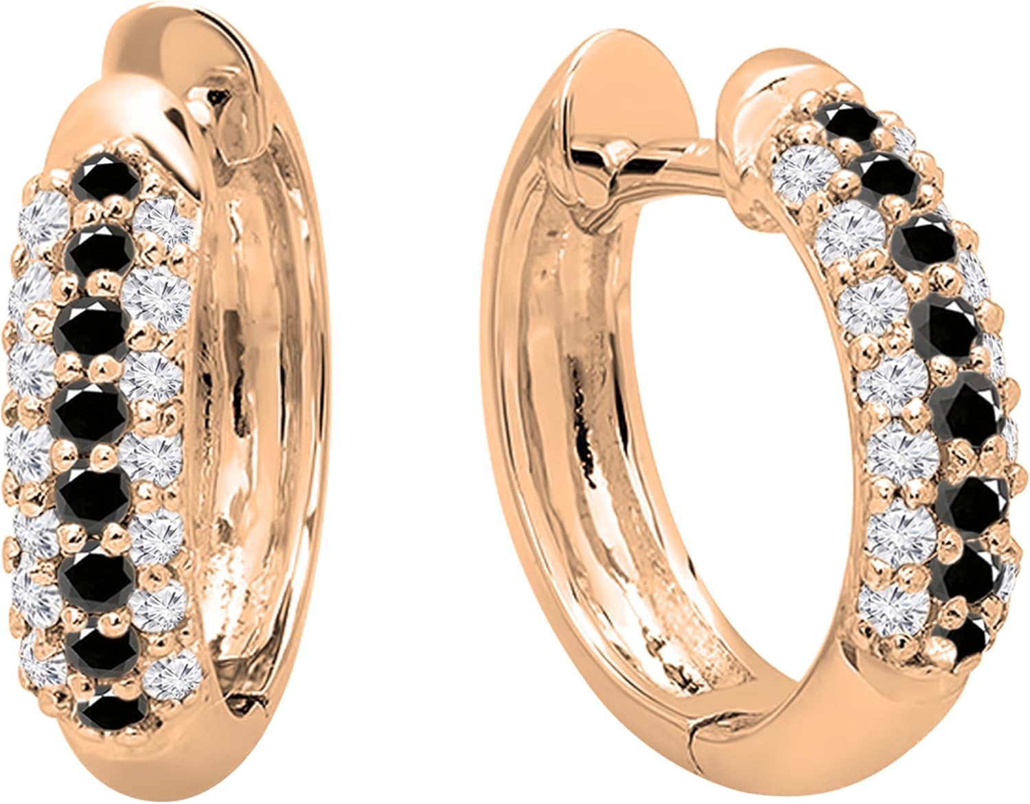 Dazzlingrock Collection Round Gemstone & White Diamond Pave Set Hoop Earrings for Her in 14K Solid Rose Gold