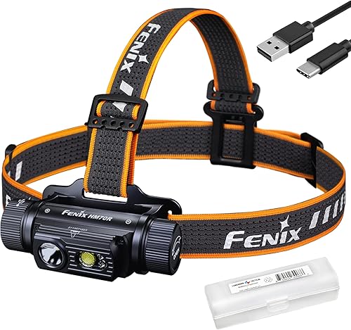 Fenix HM70R - Faro delantero, 1600 lúmenes USB-C recargable con luces blancas, de alto CRI y rojo y organizador Lumentac