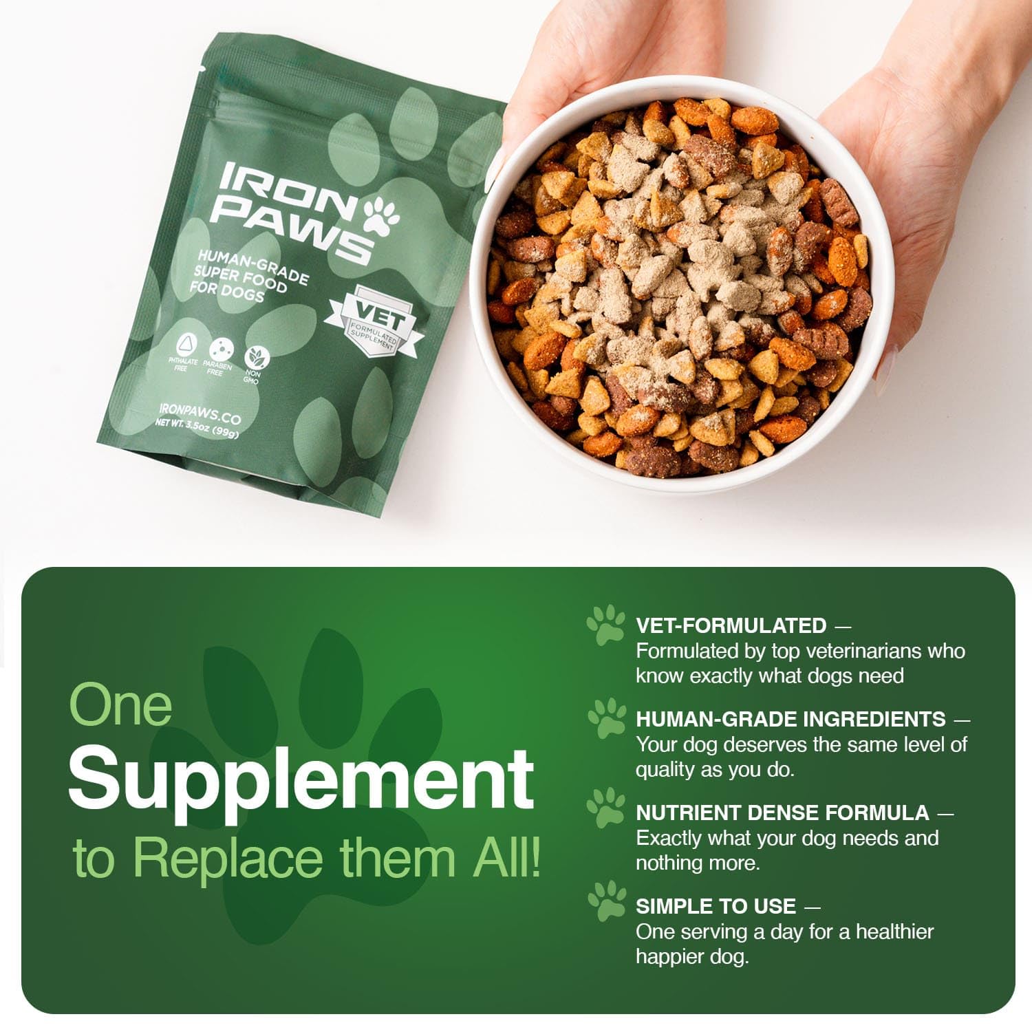 Human-Grade Superfood For Dogs, Premium Greens Powder Supplement For Dental Health, Longevity, Hip & Joint, Gut Health, Allergies, Immune Support, Skin & Coat - 3.5 oz Nutrient Dense Formula — Amazon image 6