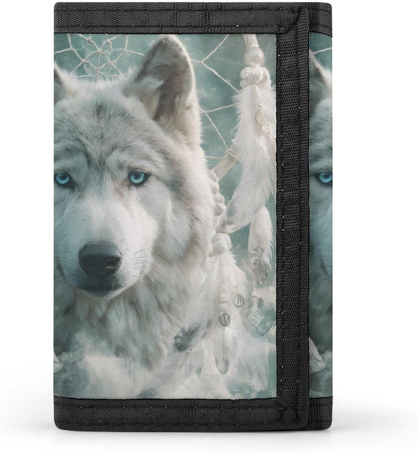Wolf Dreamcatcher1 Trifold Slim Wallet Front Pocket With Money Clip And ID Credit Card Slots For Travel Work