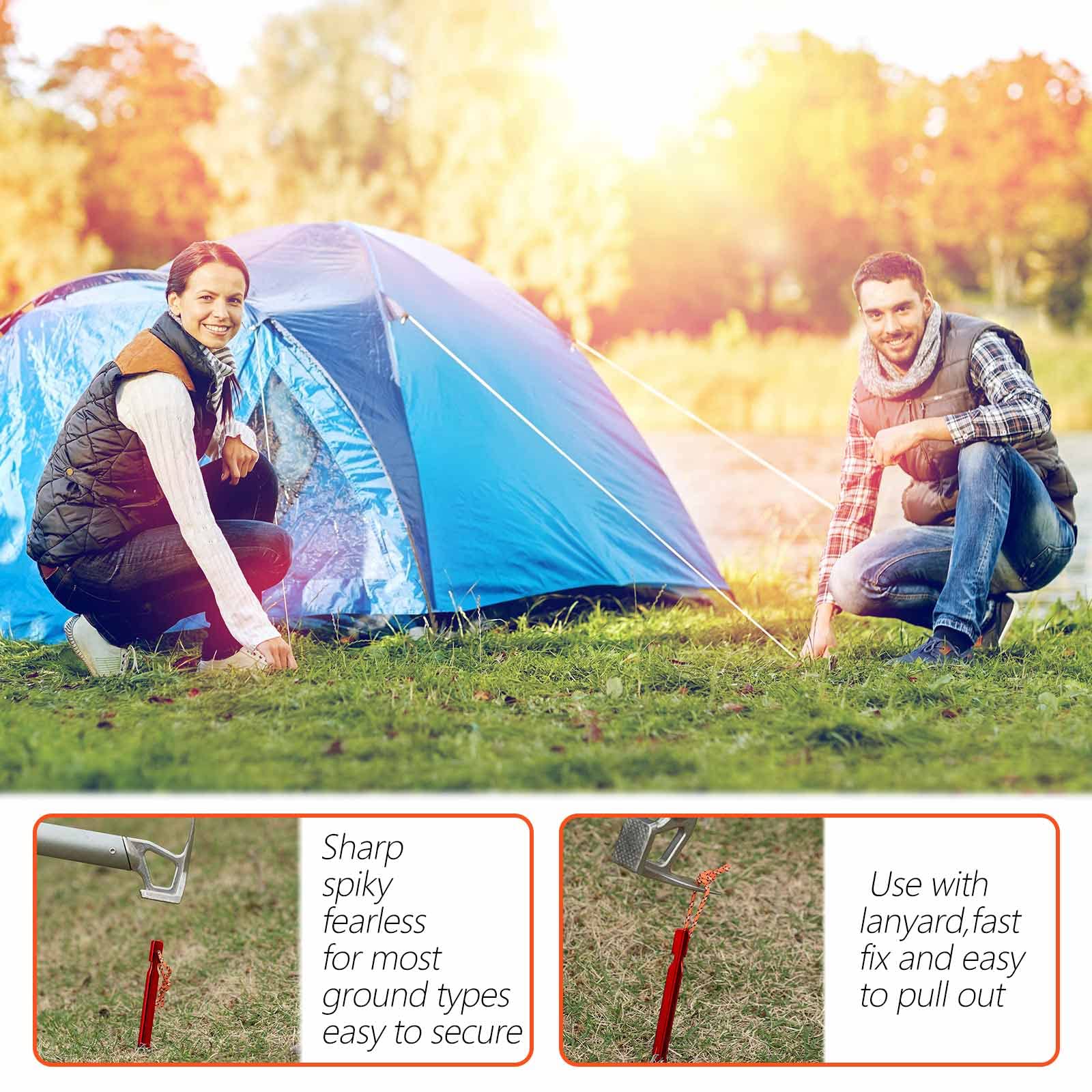 20 Picchetti Da Tenda In Alluminio 18 Cm – A Prova Di Vento – Con Corda Riflettente E Borsa – Campeggio, Spiaggia, Trekking