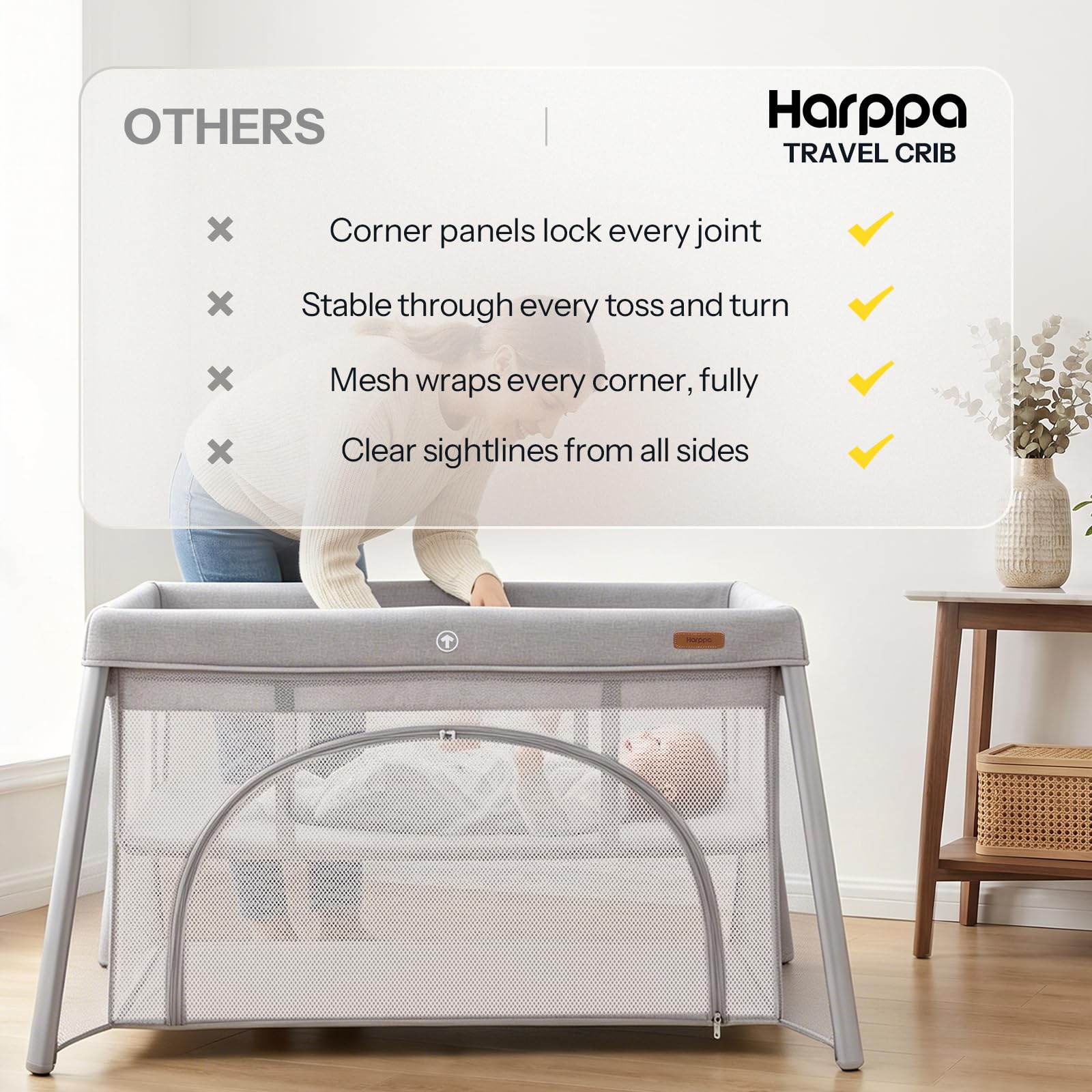 Amazon.co.jp: HARPPA 旅行用ベビーベッド 快適なマットレス付き 軽量