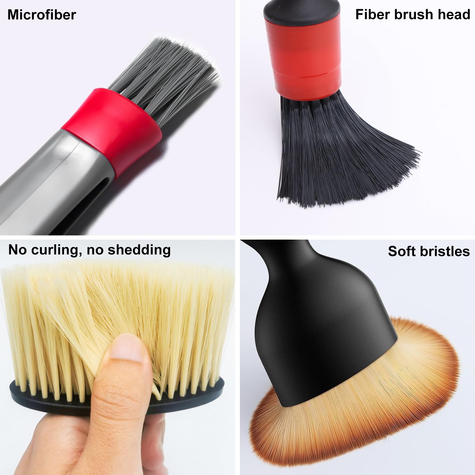 Pinceaux Nettoyage Voiture GOLDEROC Kit De 7 Brosses De Nettoyage Voiture - Set Complet Pour Intérieur, Joints, Jantes Et Tableau De Bord - Différentes Densités De Poils Brosses Joints Voiture