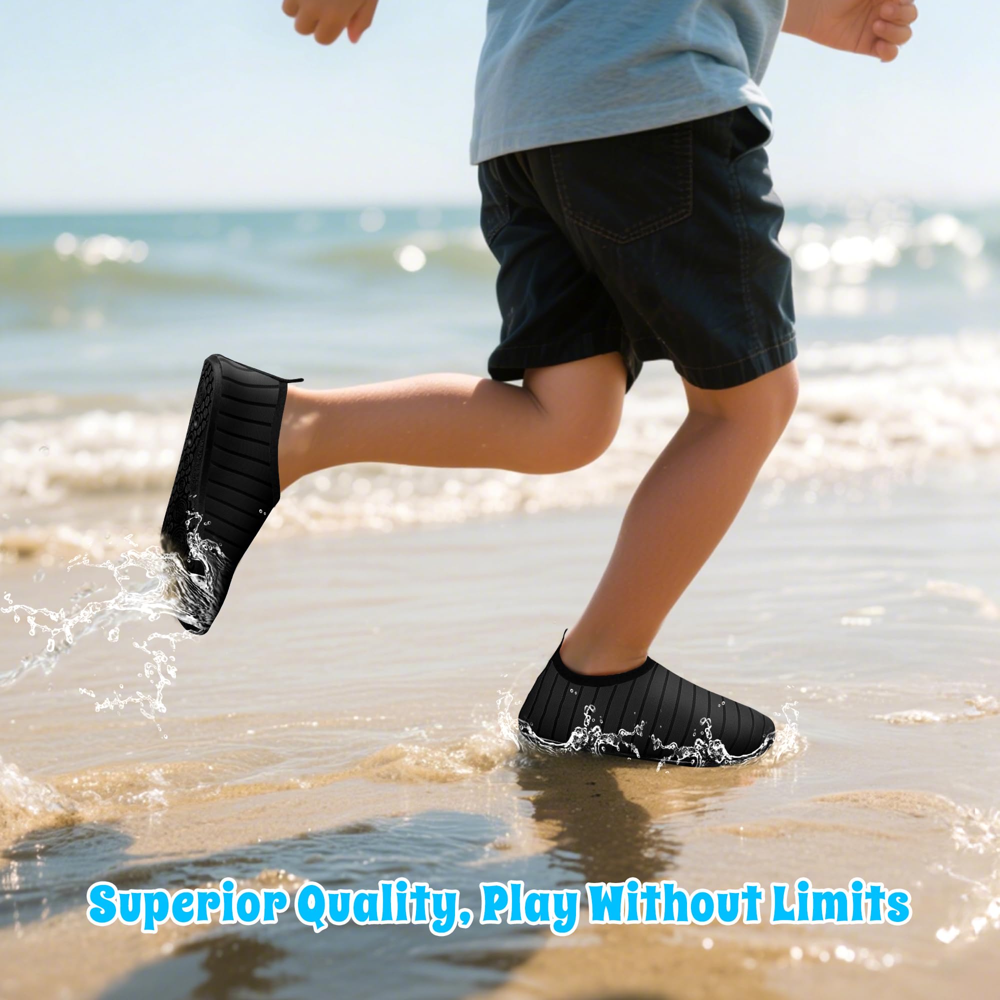 Kids Water Shoes for Boys Girls, Quick Dry Barefoot Aqua Socks for Beach, Swim, Pool Outdoor Sports