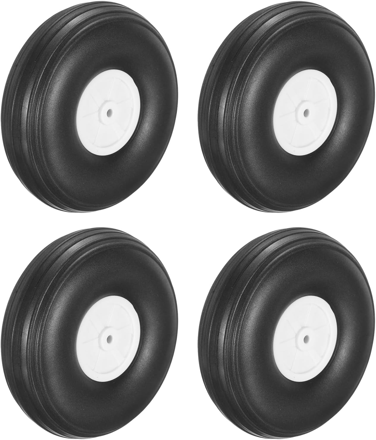 MECCANIXITY 4 Pcs RC Airplane Wheels, 3.3 Inch OD RC Plane Parts Wheels Model Airplane Light PU Sponge Tire Tail Foam Wheel for DIY RC Model Plane Aircraft Black