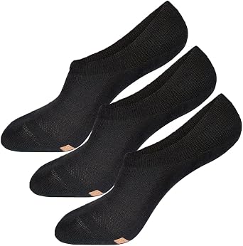 Mens/Womens 3-Pack Black Odor Free No-Show Cotton Socks Seamless Breathable Sweat Wicking