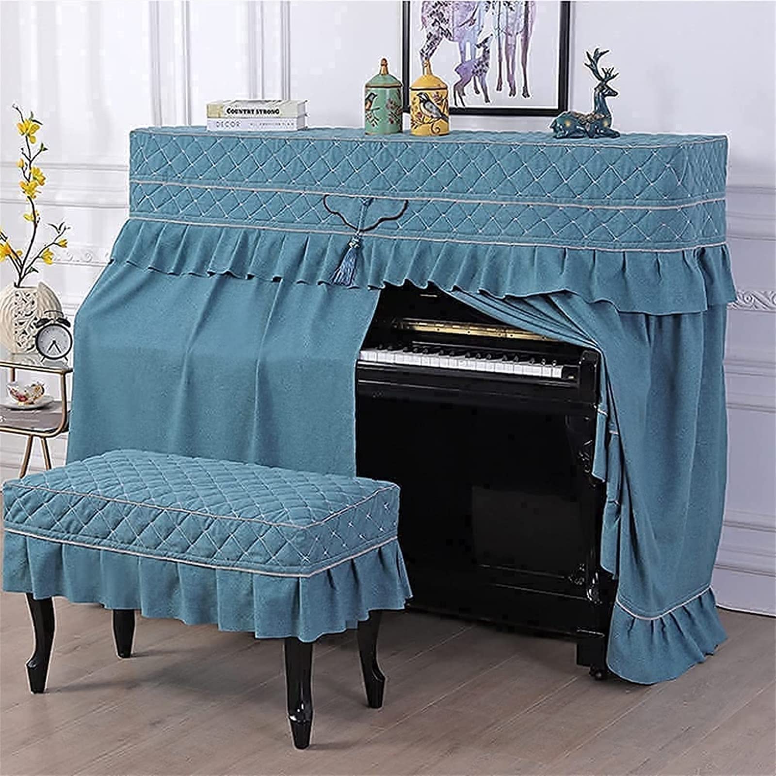 Funda para piano para piano vertical, funda para piano, funda para teclado de piano electrónico vertical, funda completa para piano, funda para silla gruesa elegante de estilo rural (funda para sill