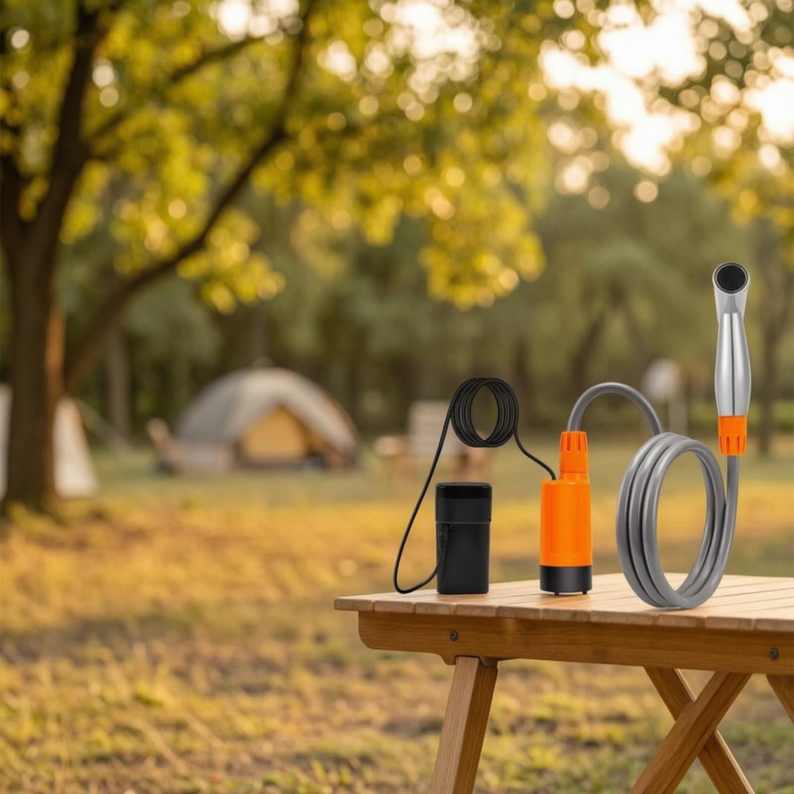 predolo Ducha Camping con Bomba Eléctrica Ligera Ducha Portátil con Bomba Eléctrica Silenciosa para Campistas