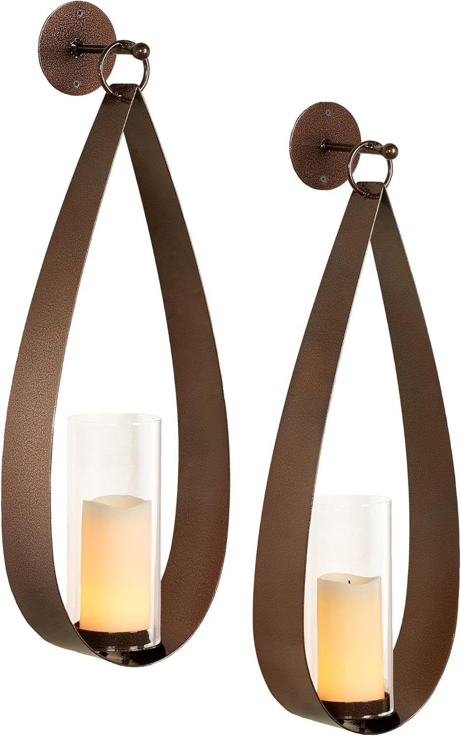 Touch of Class Pharos Wall Sconce Pair Handcrafted Steel - Glass Hurricane - Set of 2 - Metal Sconces Holder for Bedroom, Bathroom, Living Room, Kitchen Walls