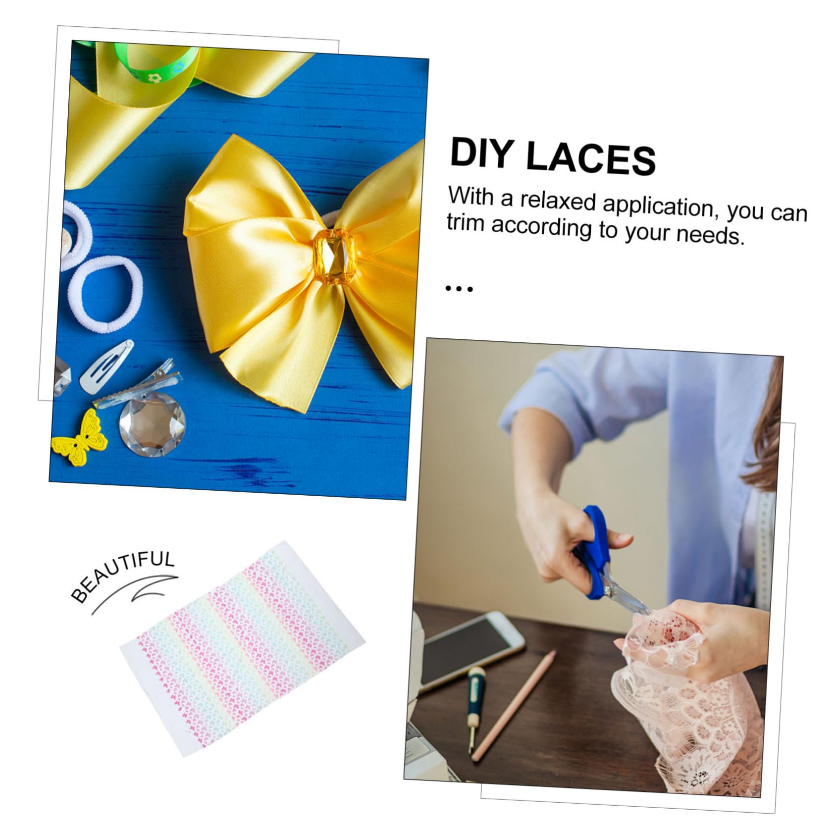 Operitacx 3piezas Cinta De Encaje De Para Manualidades Diy Decoración De Ropa y Accesorios Material De Malla Suave y Ligero