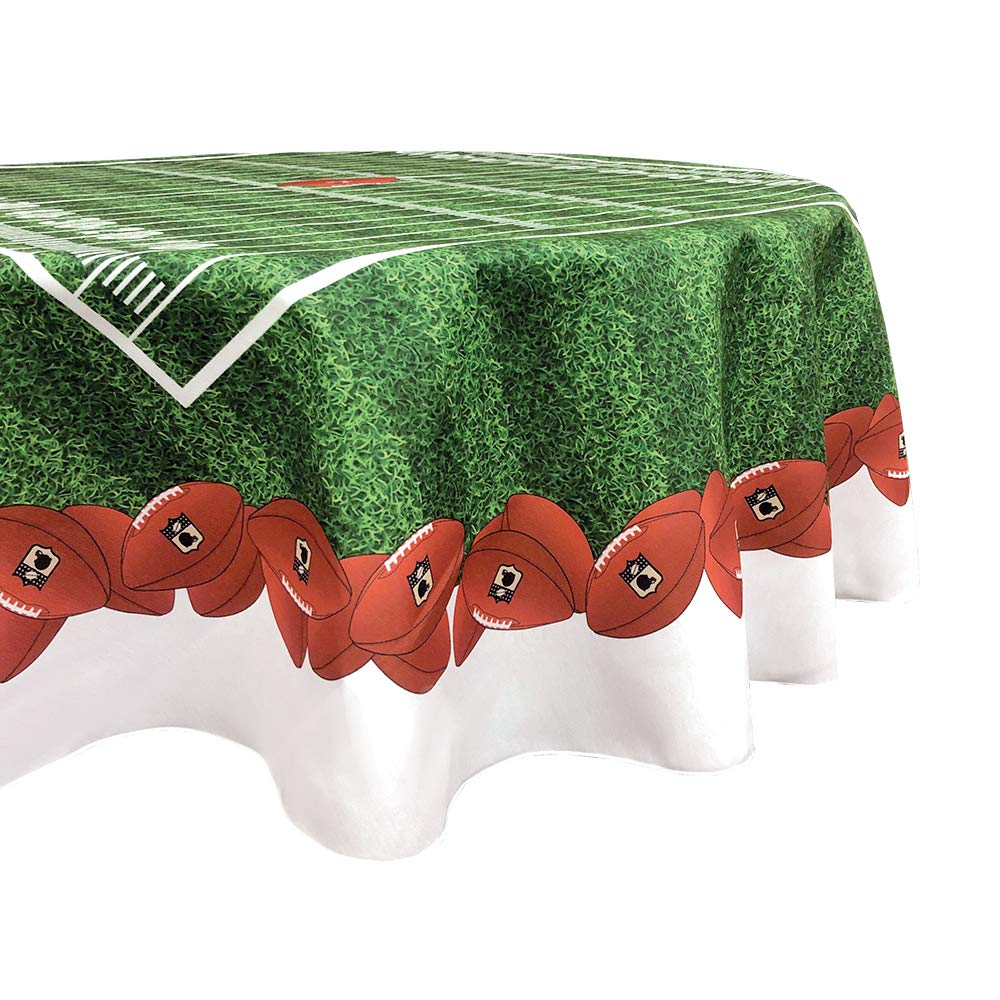 Fabric Textile Products, Machine Washable, 100% Milliken Polyester, Tablecloths, Football Garland (70" Round)