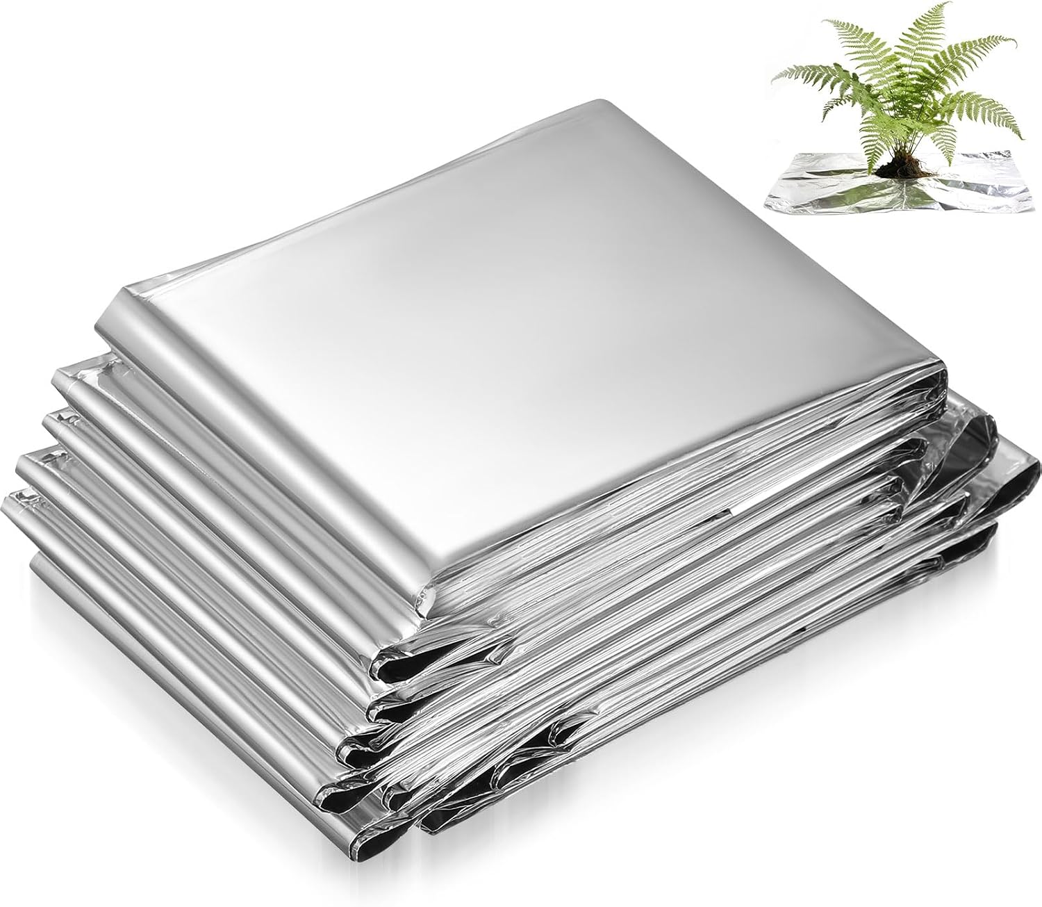 SEWACC Multifunctional Garden Reflective Film 160cm X 210cm Double-Sided Silver Plant Heat Preservation Film for Outdoor Greenhouse and Emergency Use