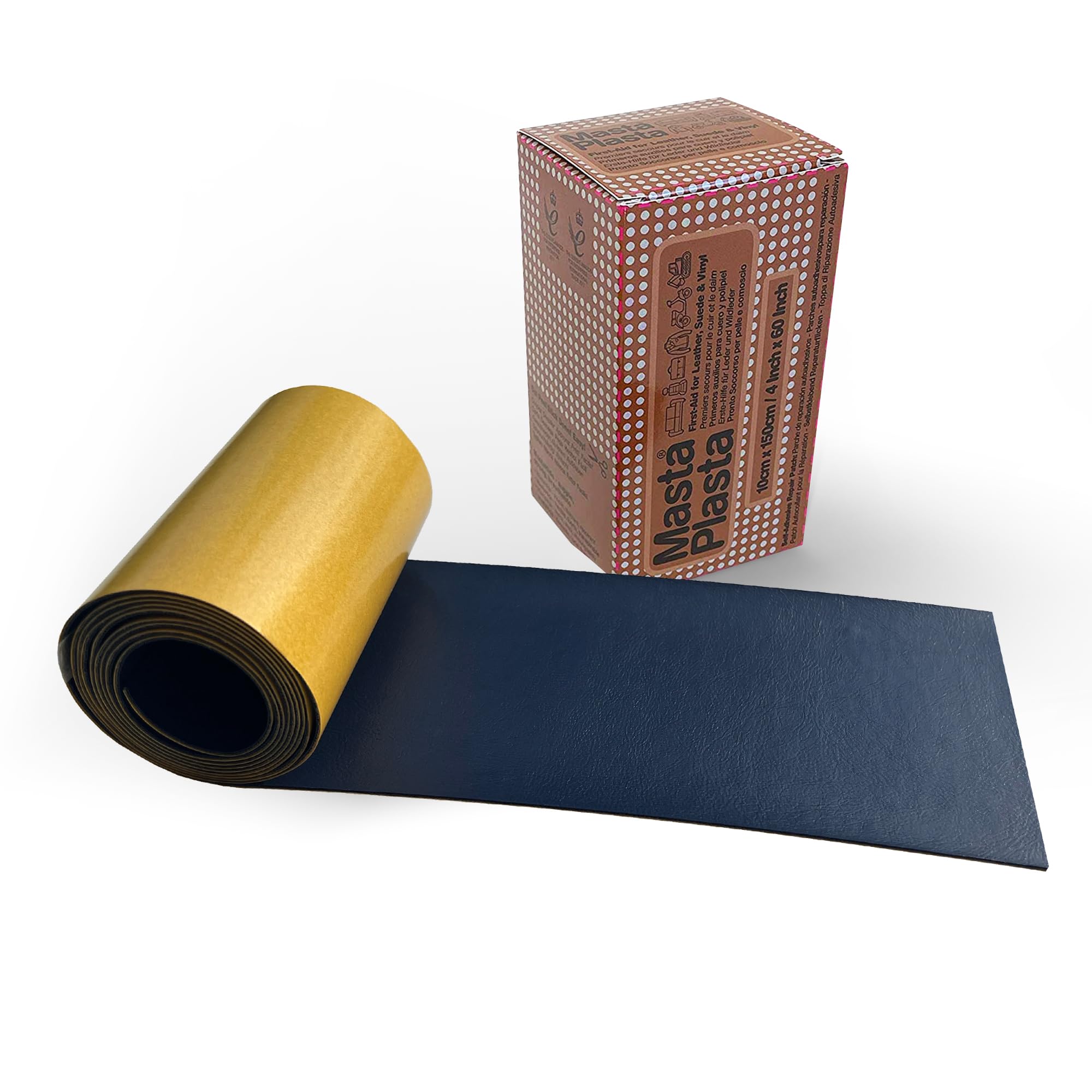 MastaPlasta The Original All-in-One Leather Repair Kit Self Adhesive Leather Repair Patch for Sofas - Navy 150cm x 10cm (60 x 4 in). Easy Upholstery-Quality Leather Repair for Car Seats & DIY