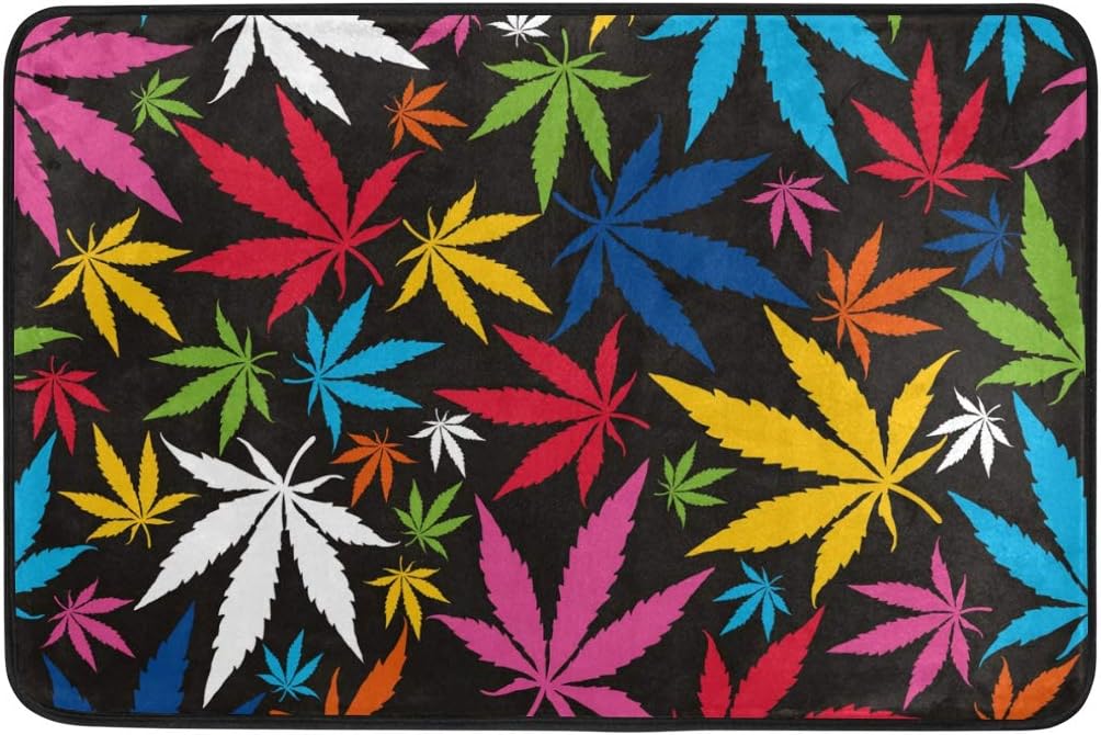 MyDaily - Felpudo con diseño de Hojas de Marihuana y Cannabis (39 x 60 cm), diseño de Hojas de Marihuana