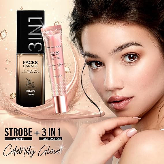 FACES CANADA All Day Hydra Matte Foundation | 3-in-1 Foundation + Moisturizer + SPF 30 | 24 HR Aloe Hydration & فيتامين ج | 10HR ملابس طويلة | تغطية متوسطة إلى عالية قابلة للبناء | العاج الغني 013 | 25 مل