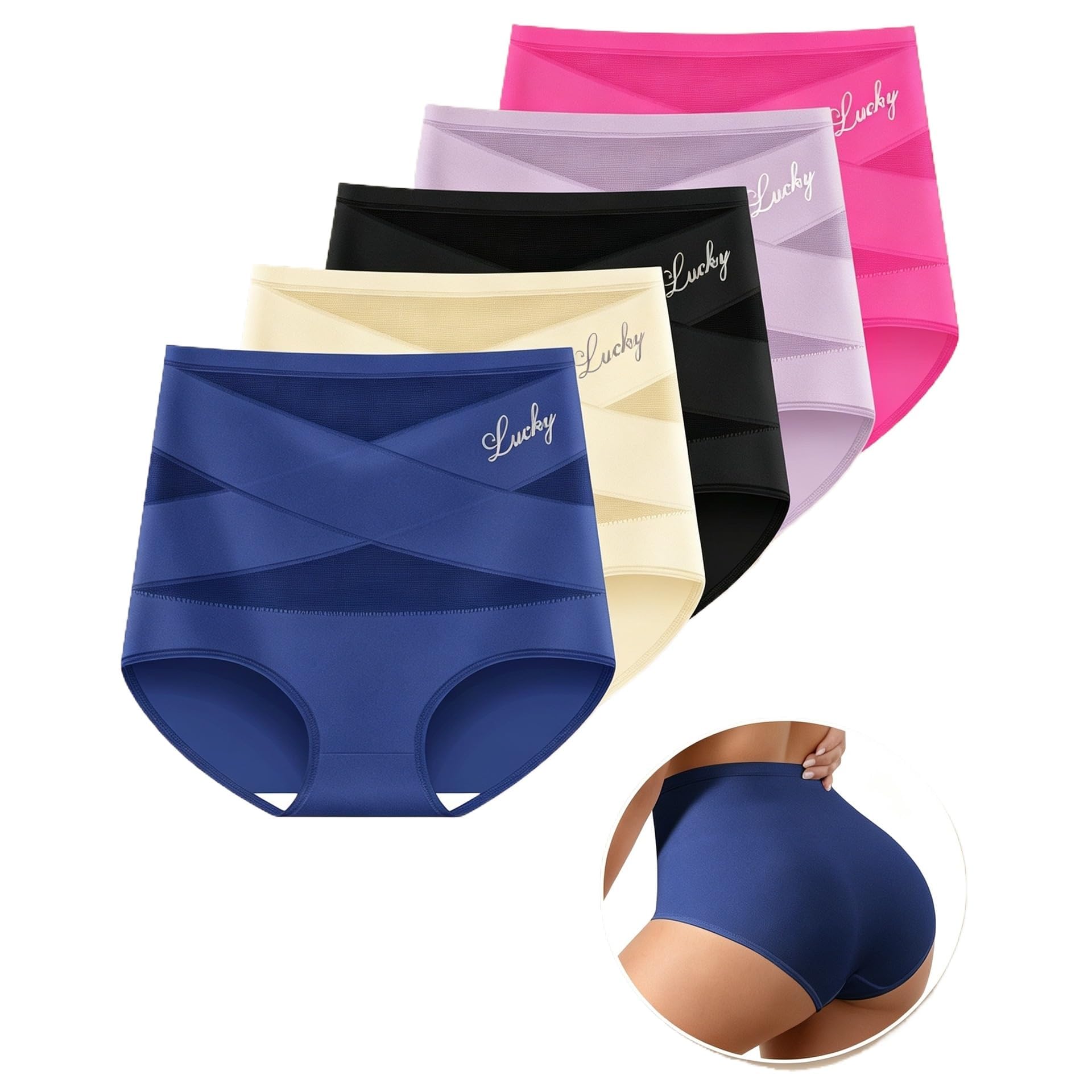 Belayan Culotte Haute Gainante Spécial Post Partum,Lot de 5 Culottes Gainantes pour Femme,Gainant Ventre Invisible Respirant,pour Post-Partum,Sport et Port Quotidien