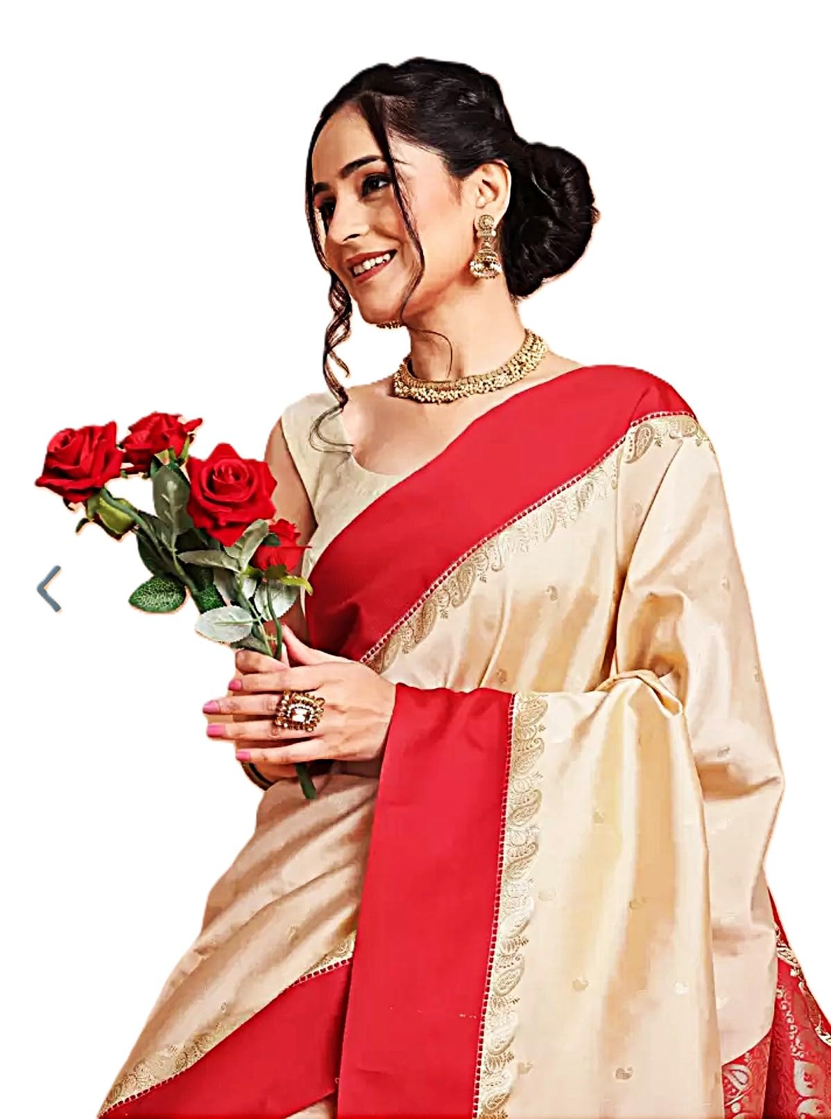 new collection Pure Bengali Cream Beige Red Border Tussar Saree for Women Traditional Durga Puja handloom Garad Silk Kanjivaram Banarasi Soft Gorod Sari Kanchipuram Lal Par Sada Sadi with Blouse Piece-picture-25
