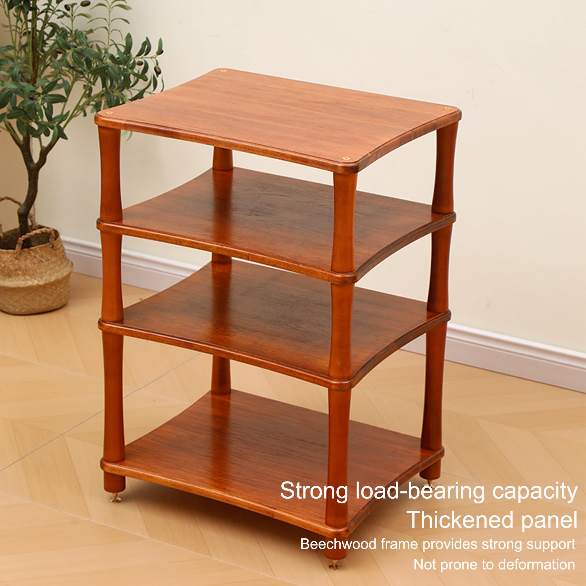 Mobile Giradischi in Legno Supporto Casse Audio HiFi Aperto Multifunzione Consolle per Jukebox Lettori Dvd Console di Gioco Accessori TV(Wood,60 * 48 * 86cm)