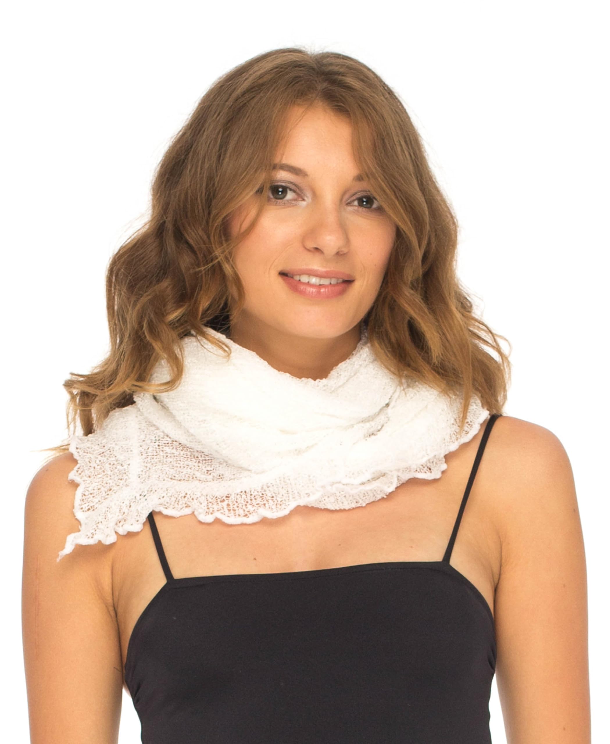 SHU-SHI Damen Transparenter Strick Poncho Leichter Asymmetrischer Rüschen Überwurf, Eleganter Sommer Cover Up