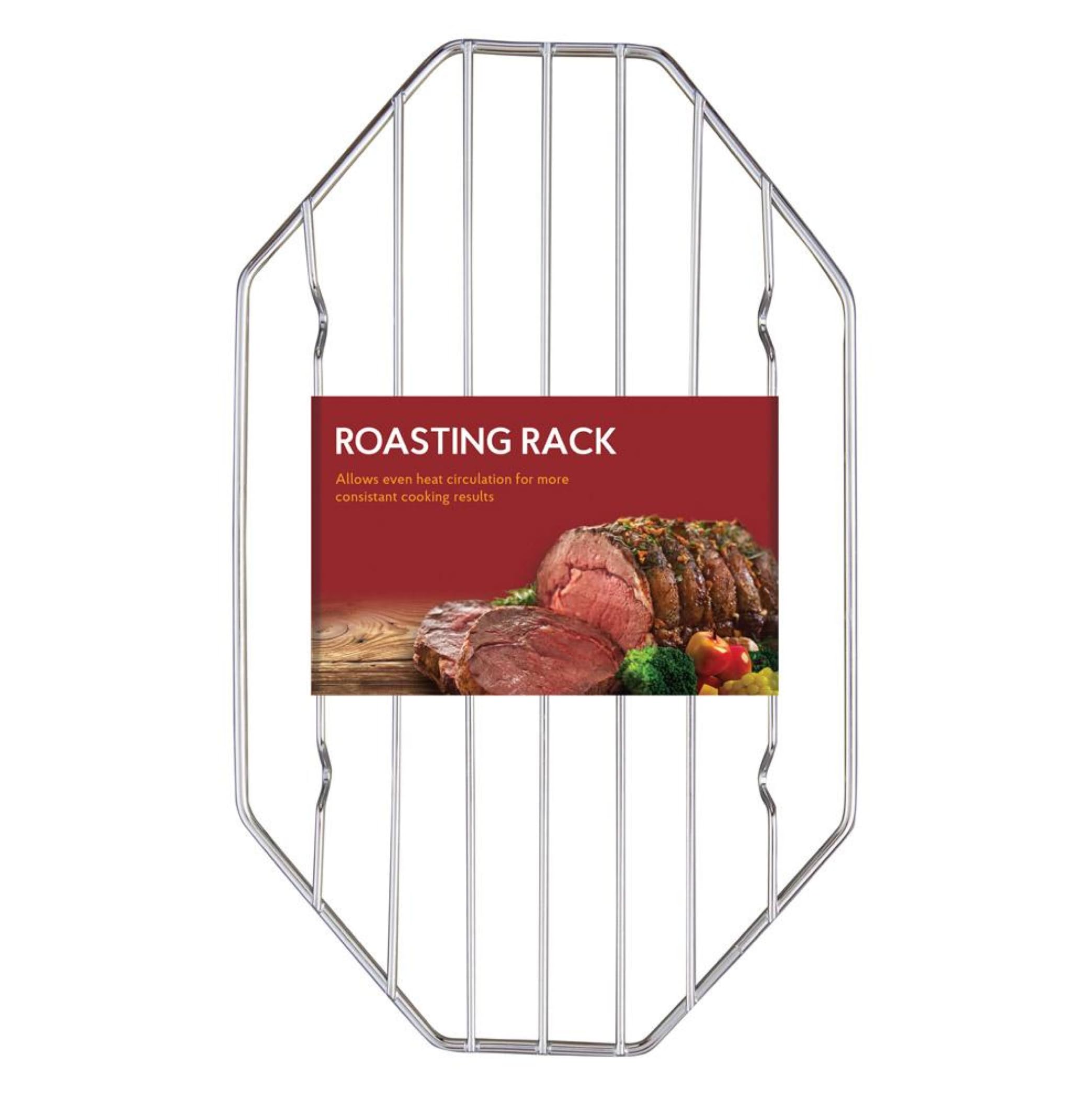 HIC Kitchen Roasting Octagonal Baking Rack, Chrome-Plated Steel Wire, Fits Oval And Smaller Roasting Pans, 9.5 x 6.125 x 0.5-Inches