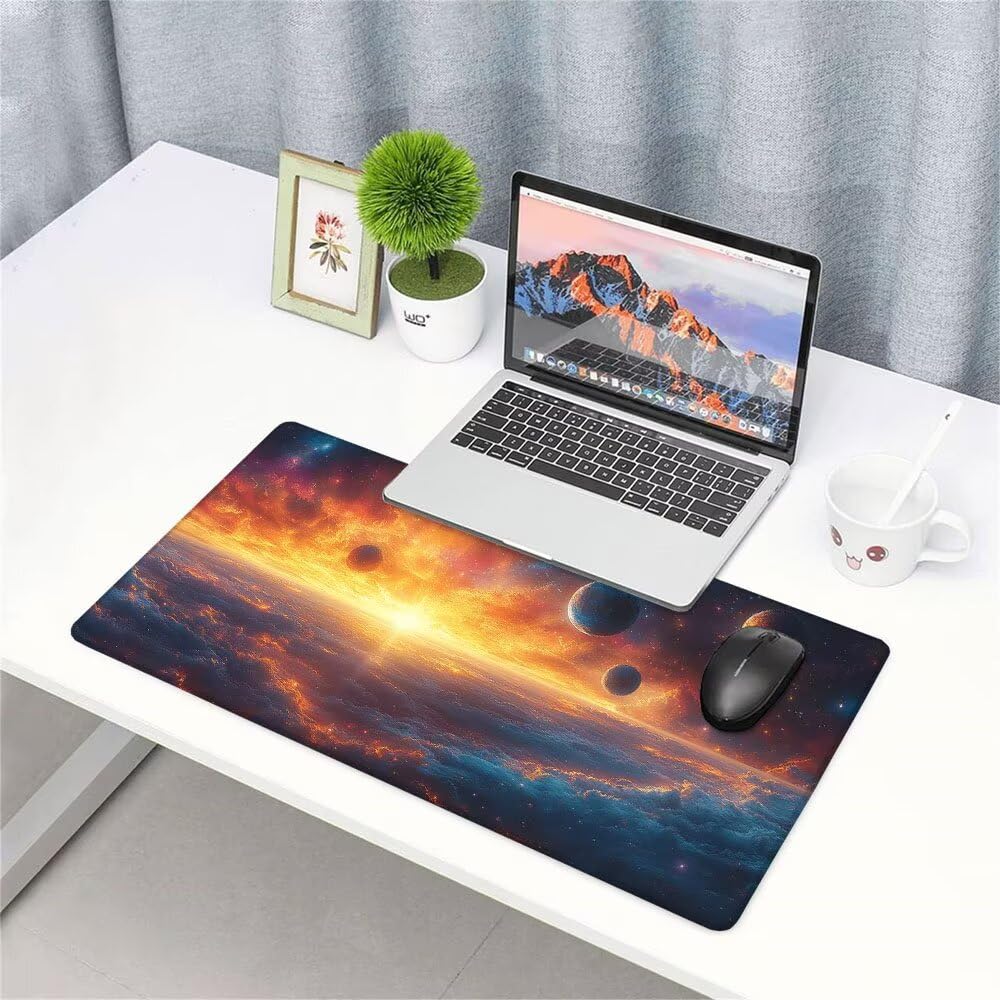 Alfombrilla de Mouse para Juegos, Nero, XXL, Antideslizante, Impermeable, Diseño de Cielo stellato, Extendido, Grande, 1200x600x3mm, para PC, Laptop, Ufficio, Famiglia d-487