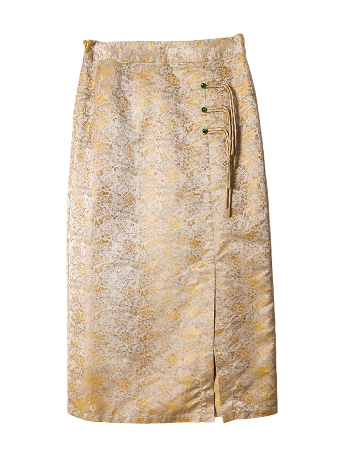 HangErFeng Women Silk Song Brocade Jacquard Elastic Waist Versatile Midi Skirt 164