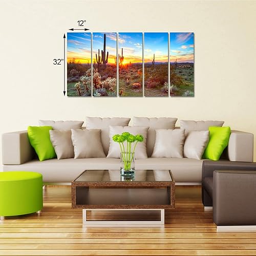Miniatura 3 de sechars 5 piezas de pintura Arizona extragrande del desierto de Sonora al atardecer impresión en lienzo Arizona Cactus paisaje ilustraciones para