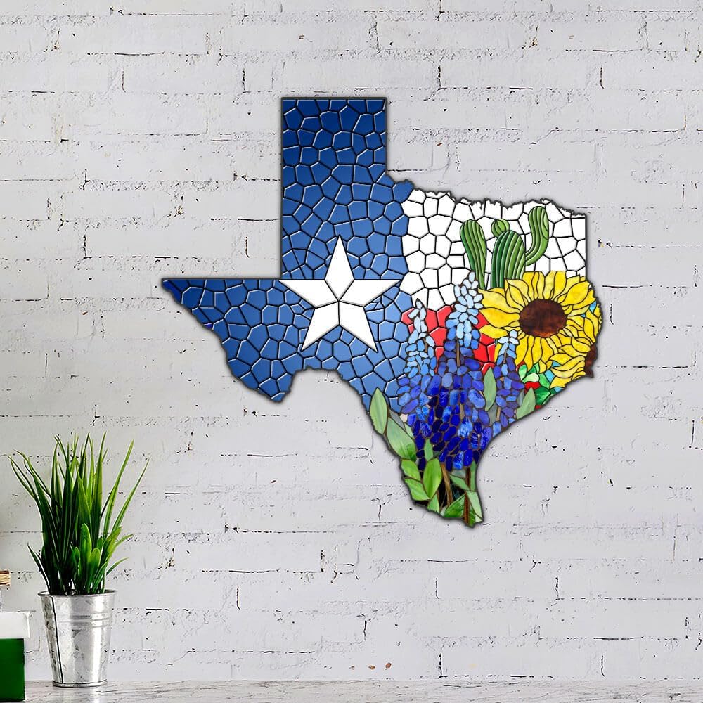 American Flag-Texas Bluebonnet Metal Sign TPT1035MS, 14" x 14"-USA Flags Premium Polyester-Decorative Indoor Outdoor Flag