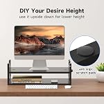 Pholiten Moniteur Stand Riser, support de bureau, support d'ordinateur, conception ergonomique, conception à deux niveaux, organisation du bureau, stockage de téléphone intelligent à clavier, support pour imprimante, support écran, 16.5 x 9.3 x 5.6